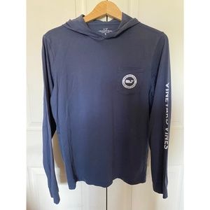 Vineyard Vines big kids girls boys Whale long sleeve Hoodie Tee Navy Size 18